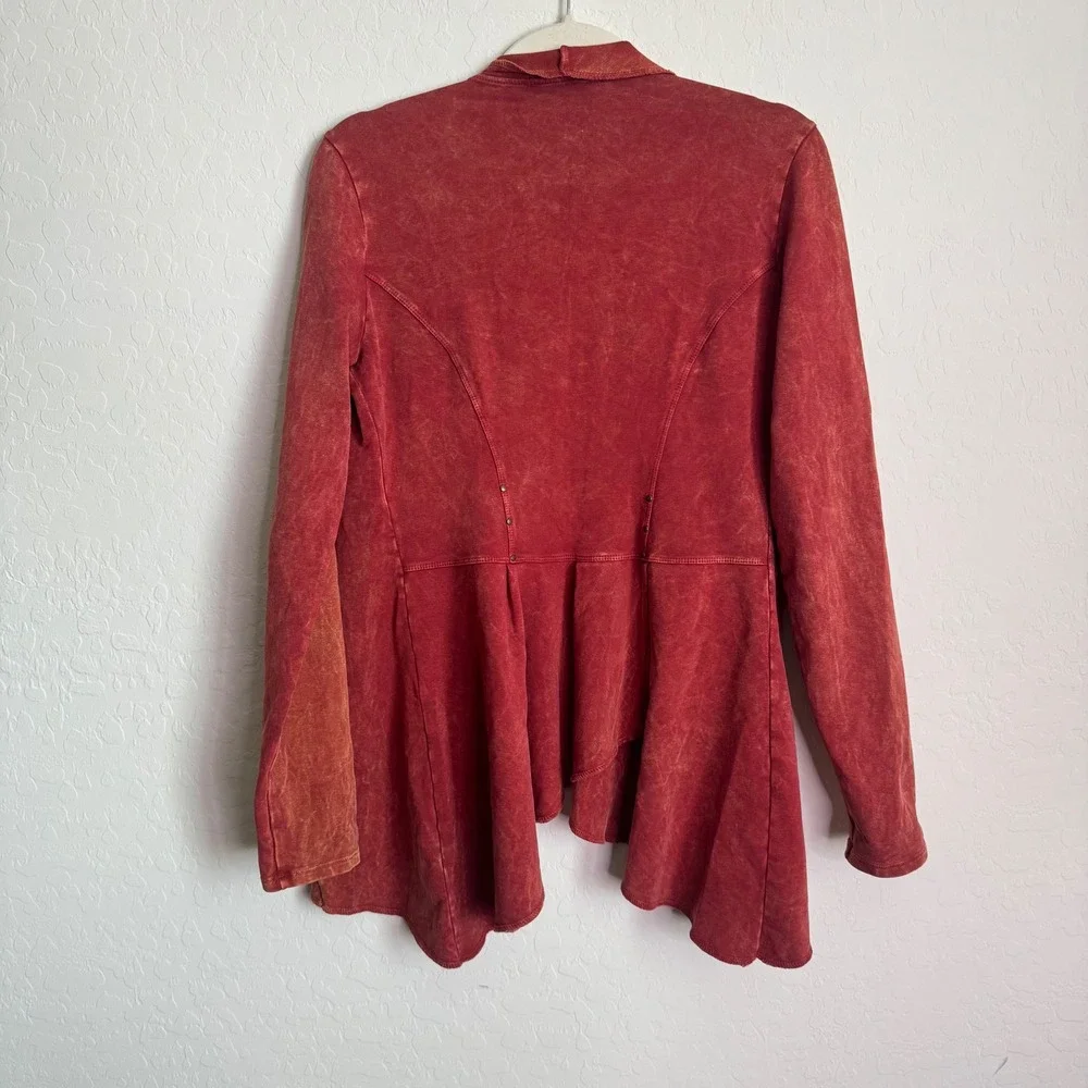 Testimony Los Angeles Rust Mineral Wash French‎ Terry Waterfall Cardigan Small